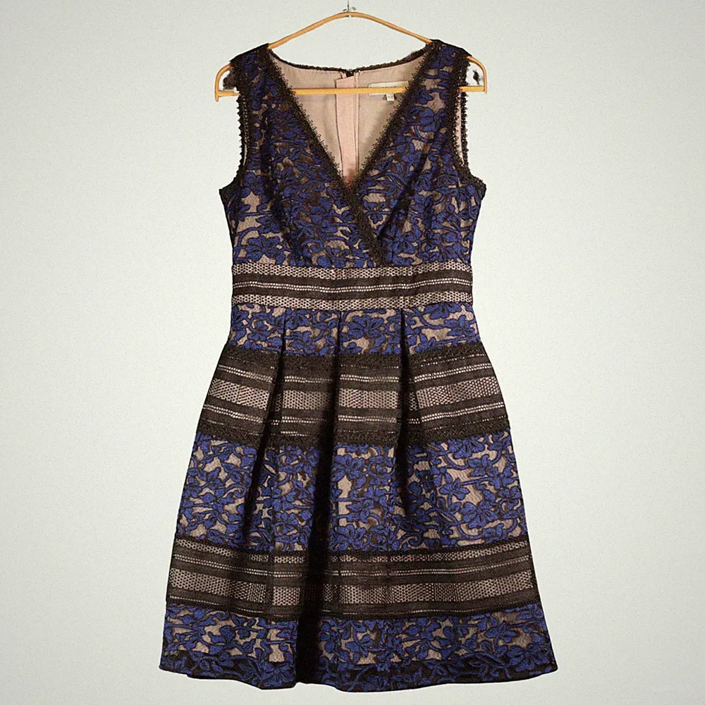 Reiss Kleid Größe UK 10 marine schwarz Blumen Spitze Hochzeit Gast Ascot Anlass Tally