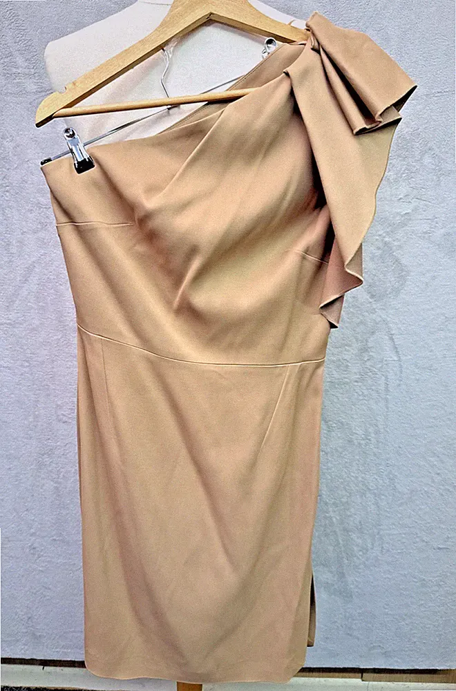 Reiss Selika One Shoulder Kleid Karamell Rüschen Cocktail Abend Hochzeit Gast 10