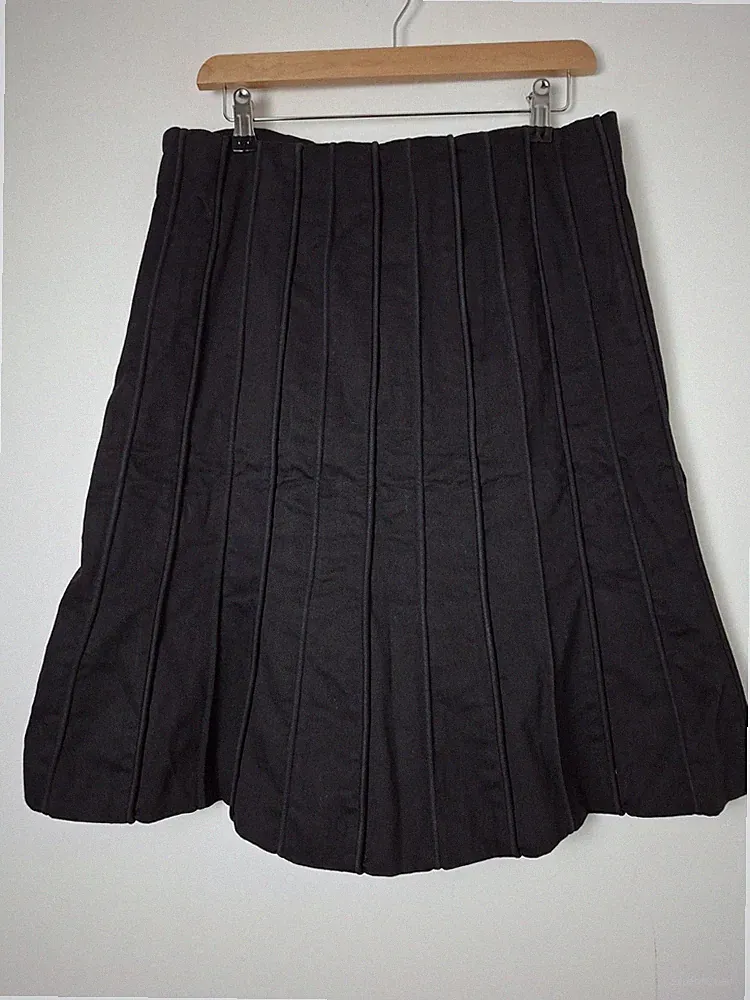 Reiss Vintage Baumwolle Twill Paspel Detail A-Linie Rock, schwarz - Größe 12