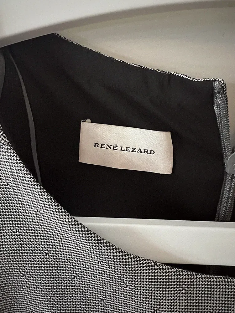 René Lezard Damen Etuikleid grau Gr. 42 Wolle ärmellos knielang Rundhals Zip