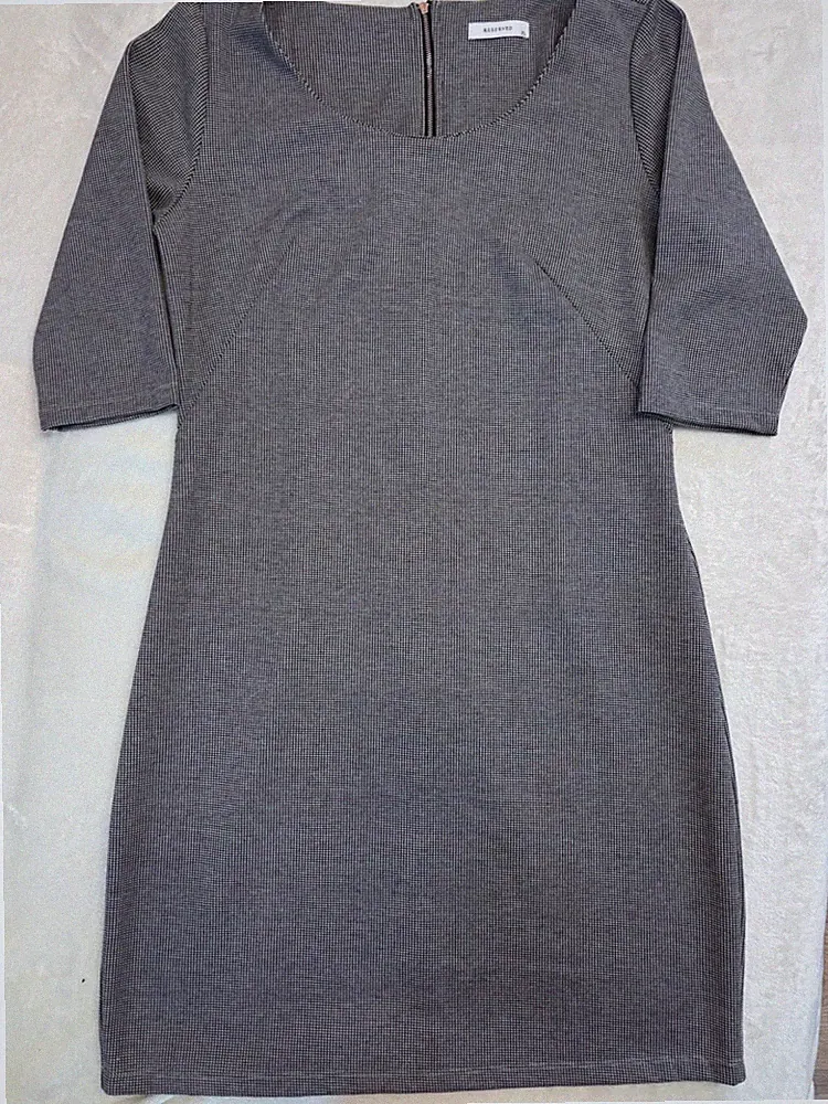 Reserved Damen Kleid XL Schwarz Weiß 3/4 Ärmel