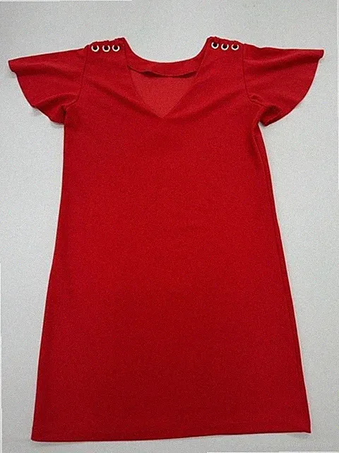 Reserved Mädchen Kleid rot A-Linie Flatterärmel XS knielang