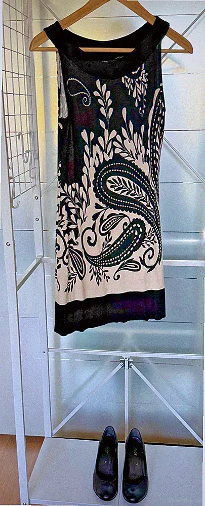 Retro Kleid mini, XS - S 36, schwarz-weiß, 60er 70er Stil