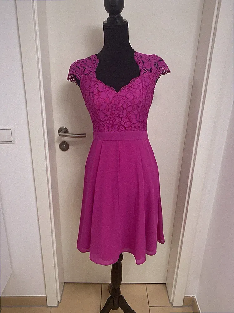 Review Etuikleid Fuchsia Pink Spitze Hochzeit Geburtstag UK8 S 36