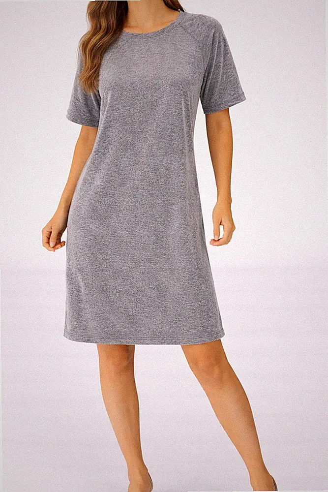 Riani Kleid Grau 38 M Damen Samt Festlich Samt Lockerer Gerader Schnitt Neu