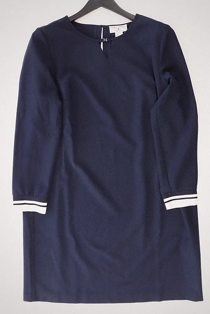 ✅ rick cardona Etuikleid Regular Kleid für Damen Gr. 46, XL Langarm blau ✅