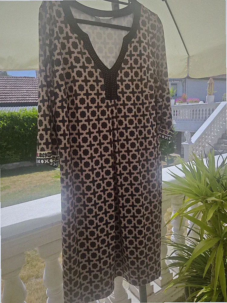 Rick Cardona New York Kleid 46 48 Glitzer Kofferkleid Schwarz Beige