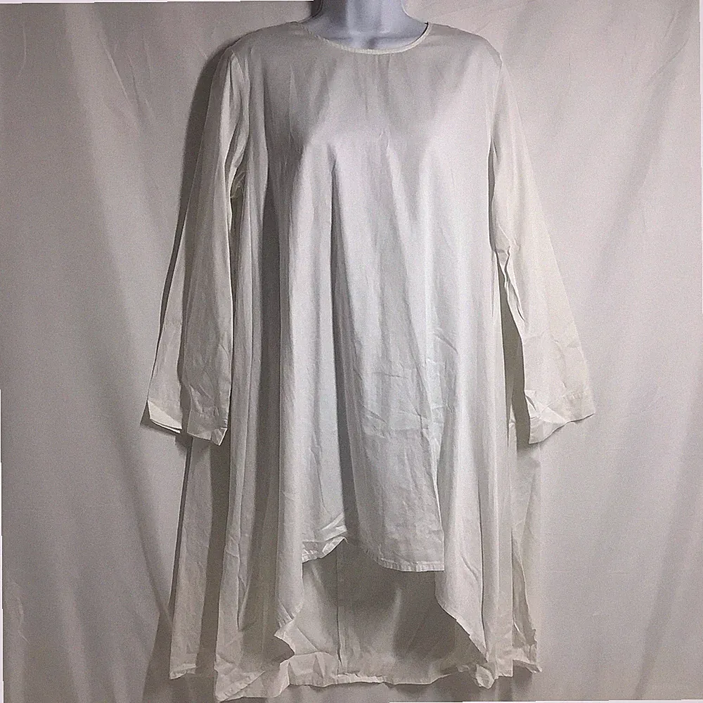 Riva Woman weißes High-Low Oversize Tunika Kleid Gr. S Langarm minimalistisch