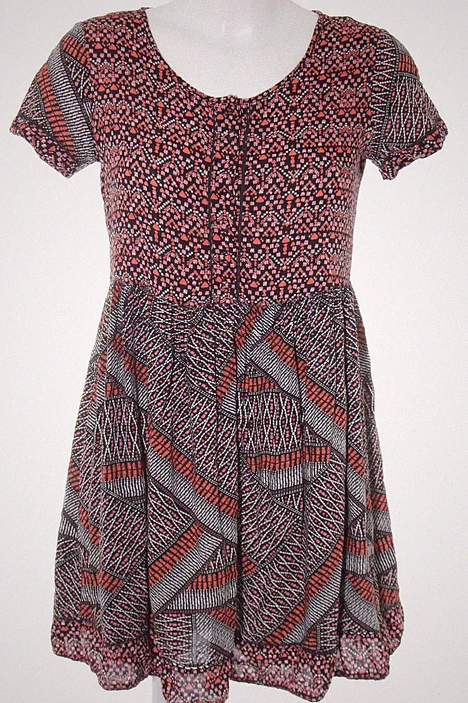 RIVER ISLAND A-Linien Kleid Damen Kleid Gr. DE 32 schwarz-lachs-rosa