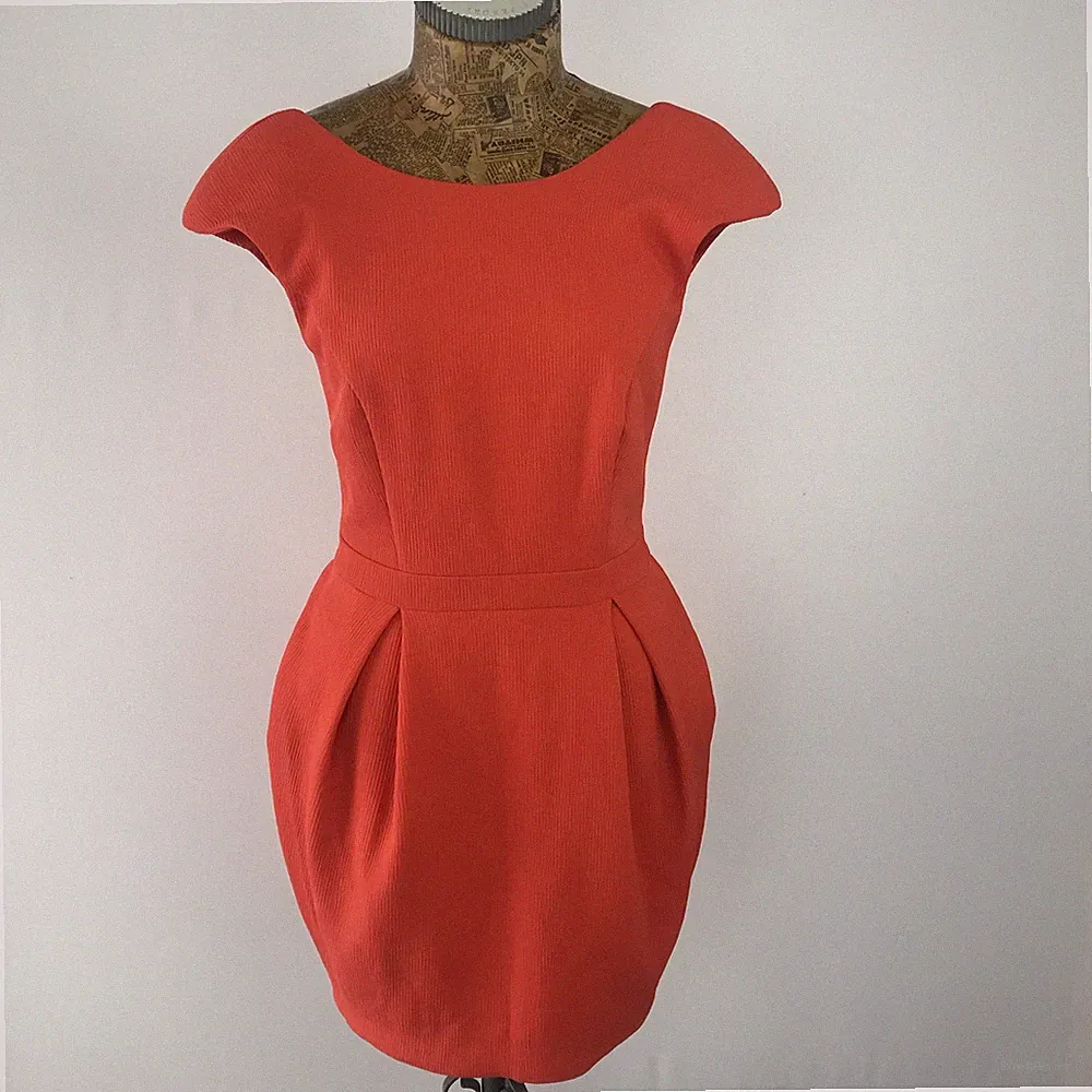 RIVER ISLAND KLEID 10 ORANGE kurz koralle Etui Reißverschluss formell Party Tulpe Mini