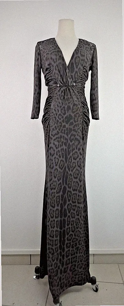 ROBERTO CAVALLI KLEID ABENDKLEID DAMEN GR 42 DRESS WOMAN ITALY SPITZE LEOPARD