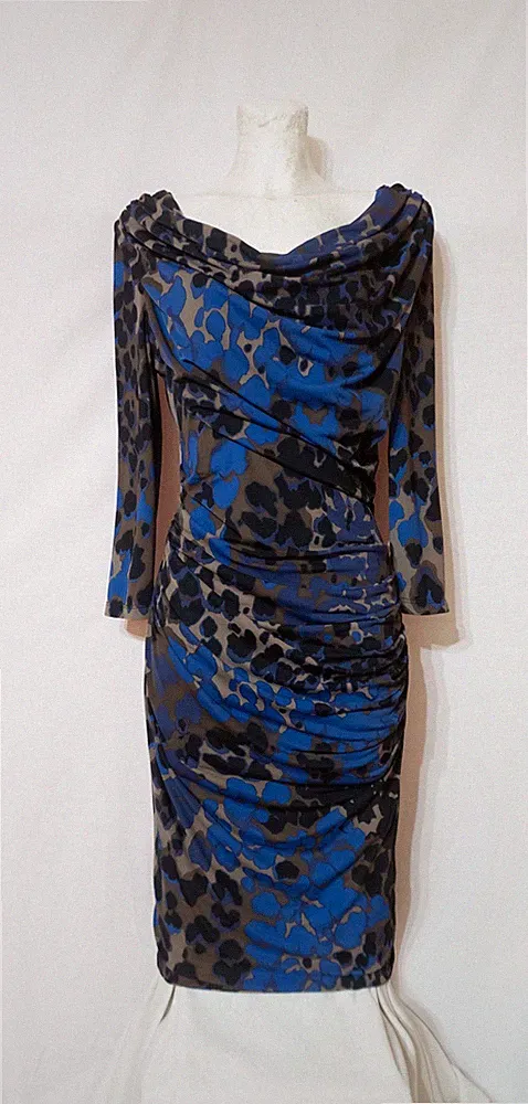 Roberto Cavalli Kleid mit Drapierung Leoparden Jersey IT44 / EU40 / DE38 / UK12