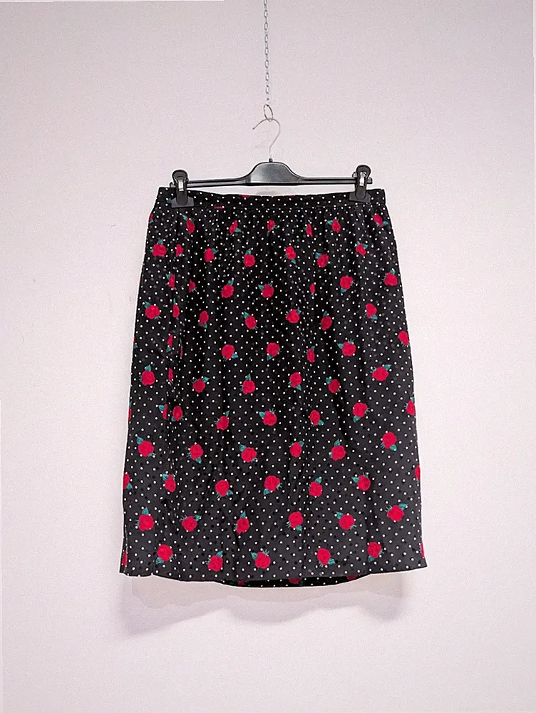Rock Marina Rinaldi Vintage Seide Pois Gr. L 44 IT Silk Skirt Polka Dots