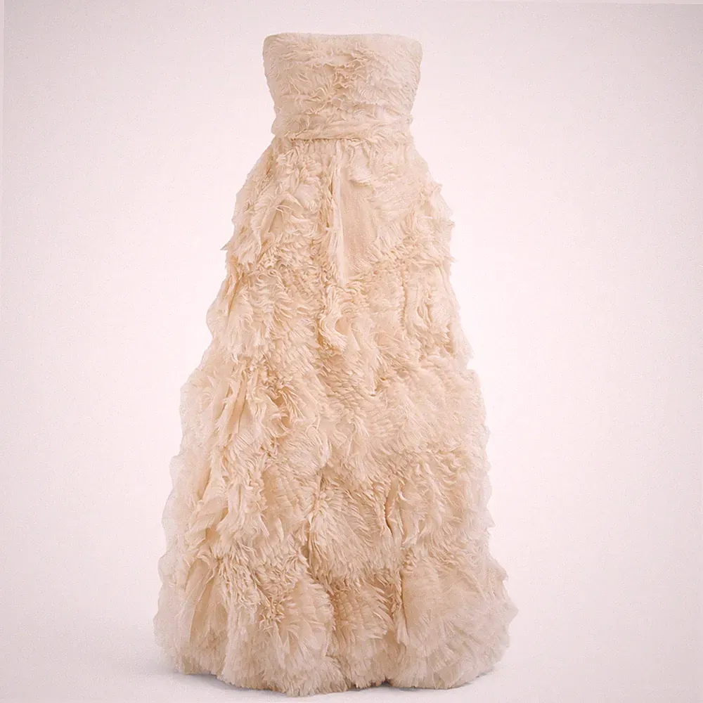 Roksanda trägerloses Organza Kleid creme Rüschen strukturiert skulpturales Kleid UK 10