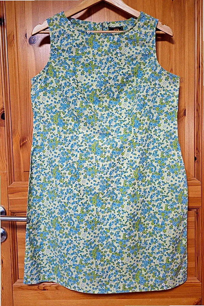 Route 66 Damen Minikleid L grün/blau/weiß Blumen Baumwolle ärmellos Vintage