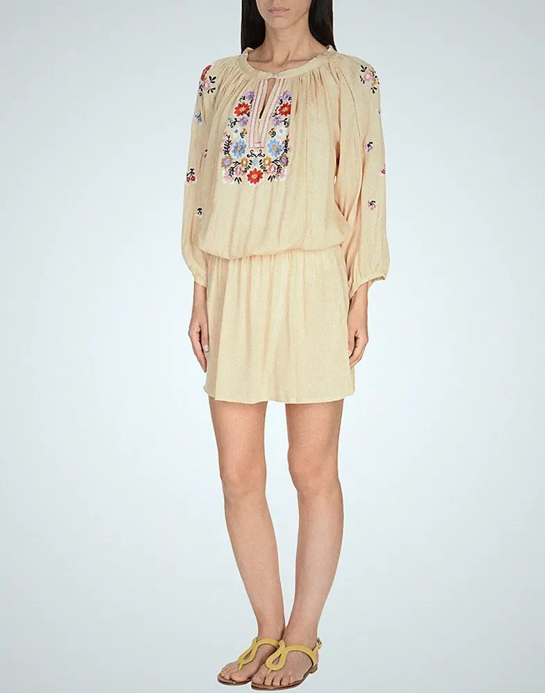 RRP €200 MELISSA ODABASH Blouson Dress Size M Embroidered Split Hem Crew Neck