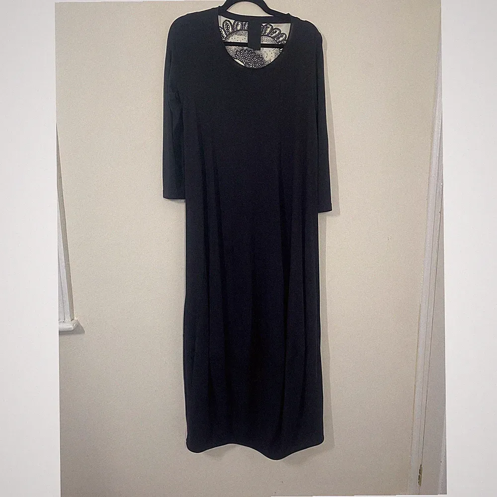 Rundholz Jerseykleid Gr. S Black Label lang Tulpenform Rundhals 3/4 Ärmel