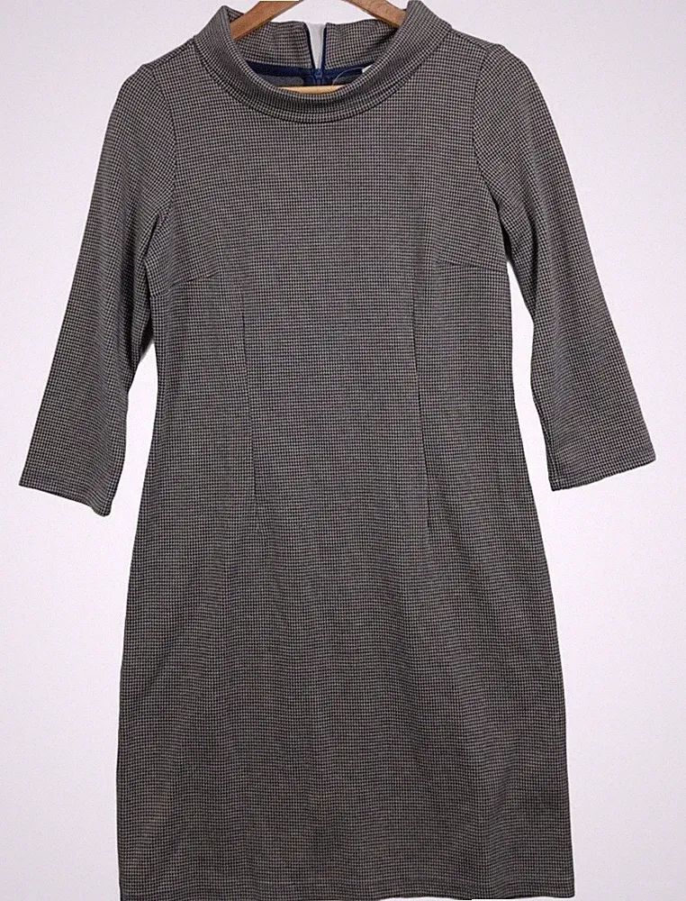 s.Oliver Damen Etuikleid Hahnentritt grau/schwarz Rollkragen 3/4 Arm 42