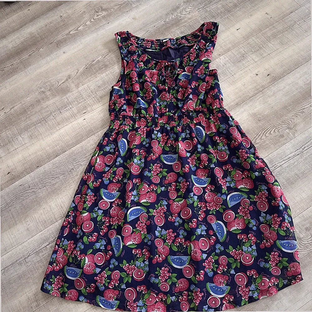 S Oliver Damen Kleid 38 Pink Blau Früchte Top