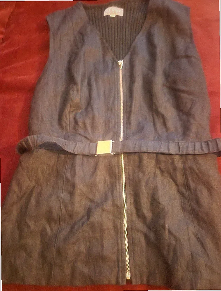 s.Oliver Damen weste 42, schwarz aus linen V-Ausschnitt, ärmellos, Gürtel