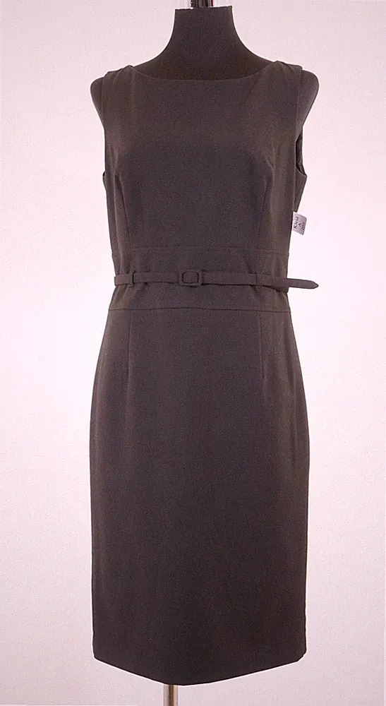 S.Oliver Kleid Etuikleid Gr 42 schwarz klassisch knielang ärmellos Stoff A203