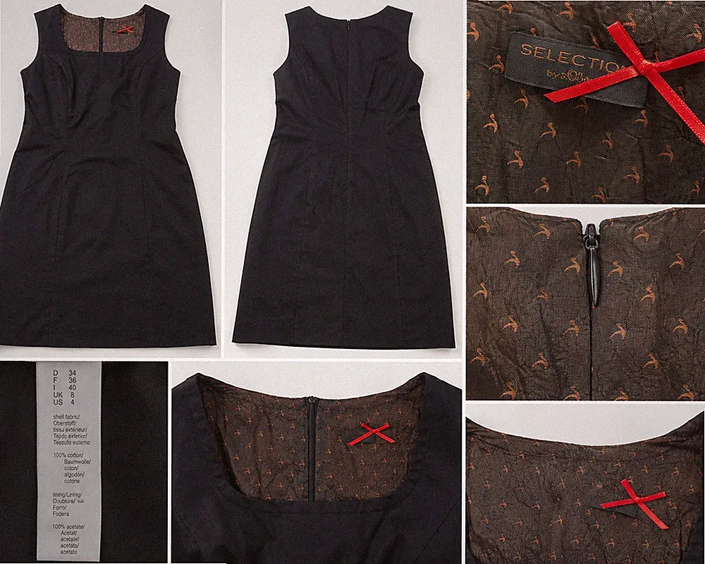 s.Oliver Selection Damen Etuikleid Schwarz Gr. 40 Elegantes Business Kleid Ärmel