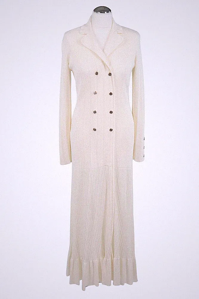 Sandro Damen Kleid Gr. 38 (FR 40) Creme NEU Strickkleid Etuikleid Jerseykleid