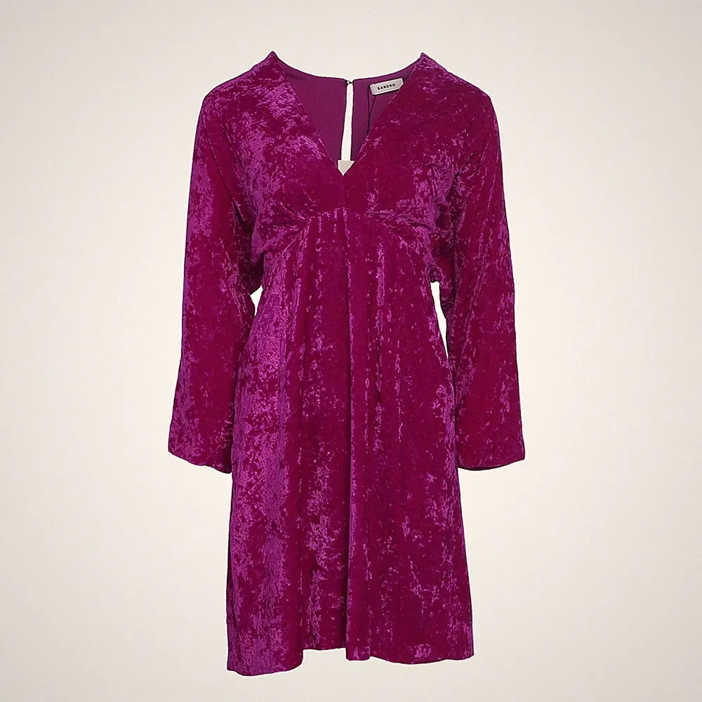 Sandro Kleid Lila Samt Gr. 40 FR Damen Rückenfrei SFPRO02699