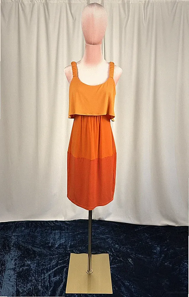 Sangria Orange Color Block Cocktail Dress Women’s Size 4 XS Small Cape Overlay