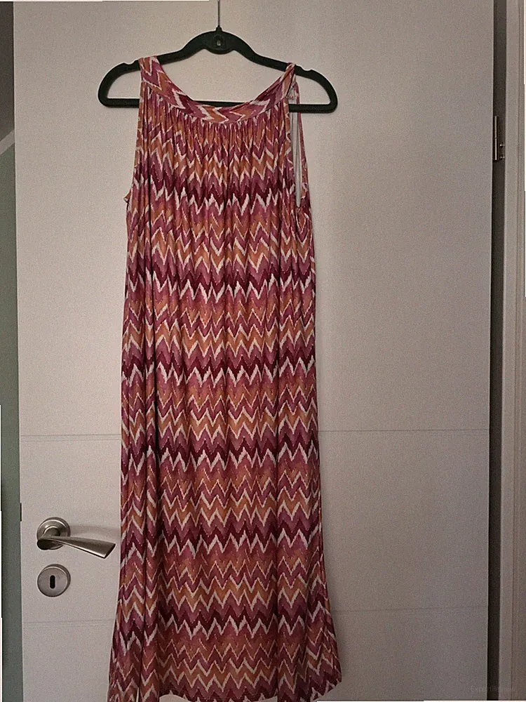 Sarah Damen Midi-Kleid A-Linie ärmellos V-Ausschnitt Chevron 1Gr