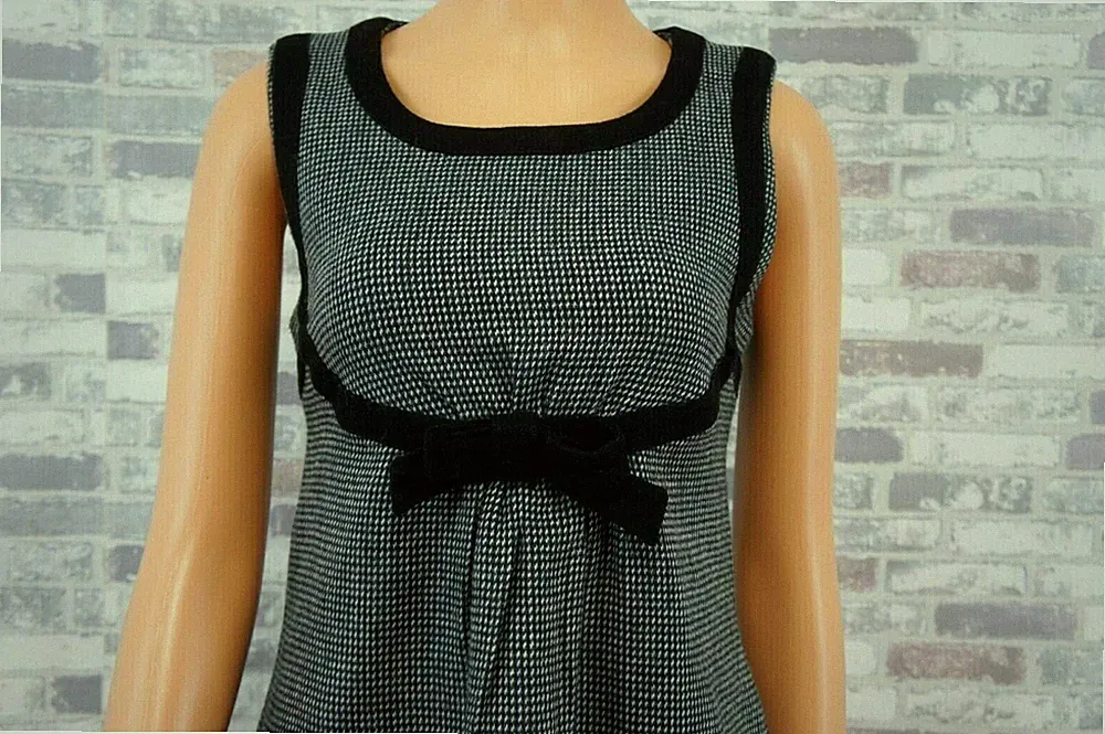 SARAH DAMEN WOLLE MIX TWEED KLEID SCHWARZ WEISS A LINIE XS