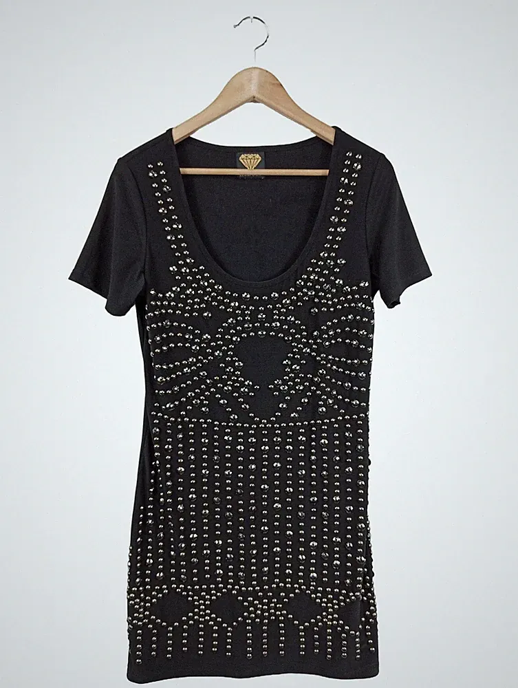 SARAH KERN A-Linien Kleid Damen Kleid Gr. DE 38 schwarz-silberfarben Elegant