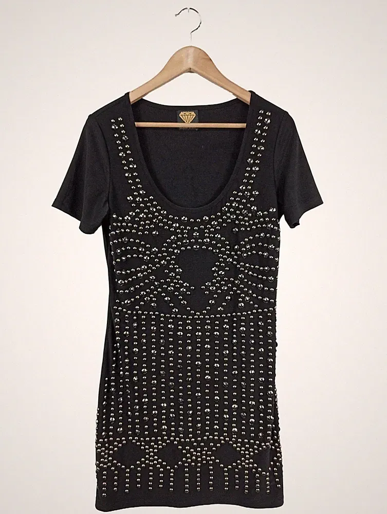 SARAH KERN A-Linien Kleid Damen Kleid Gr. DE 38 schwarz-silberfarben Elegant