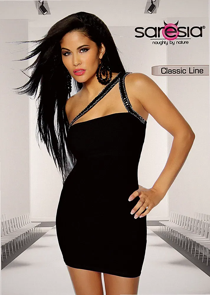 SARESIA Etuikleid Cockteilkleid Clubkleid Minikleid Partykleid Schwarz Pailetten