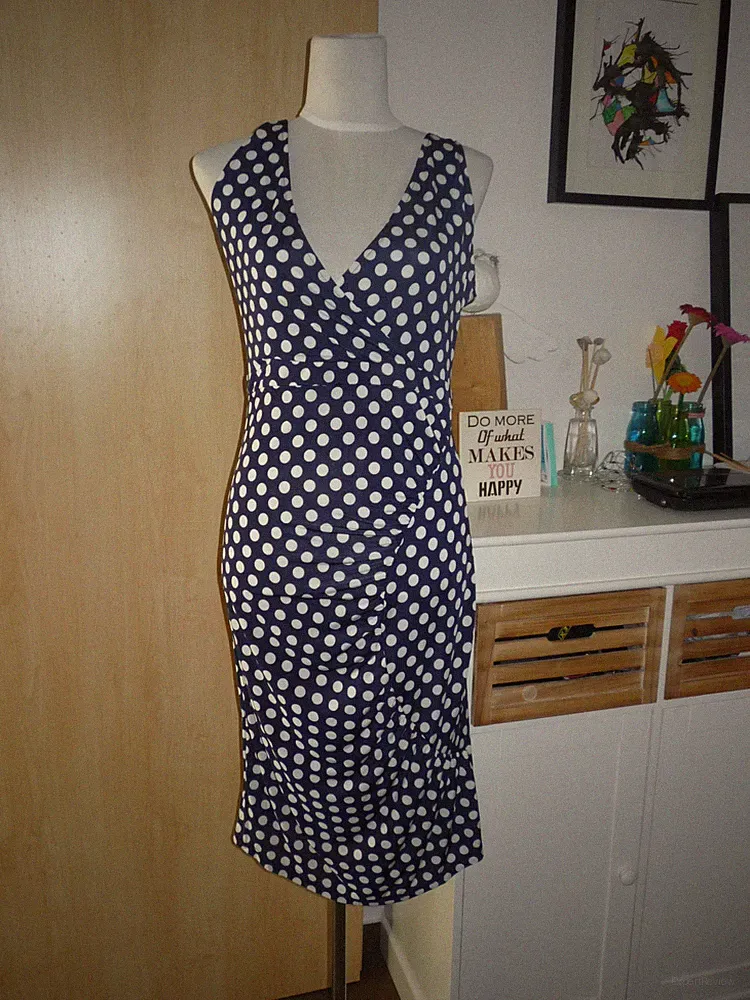 schickes Slim Etui Highwaist Kleid Polka Dots Pünktchen Gr. L