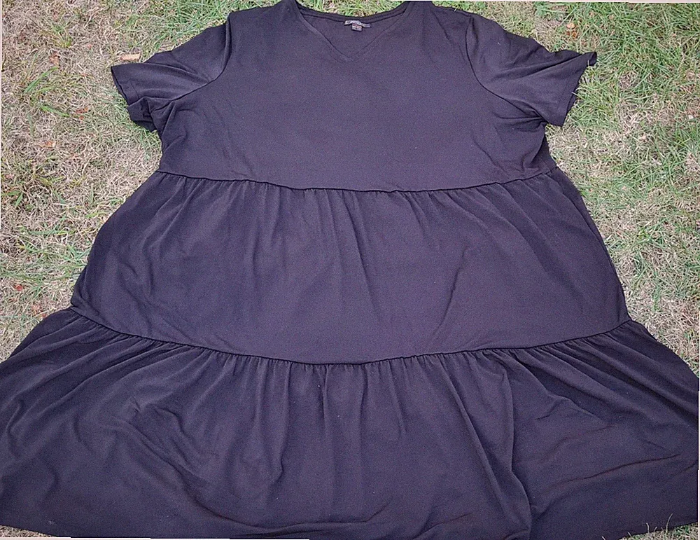 Schlichtes Kleid - 56/58 - Schwarz - Lagenlook - Volants, Empire