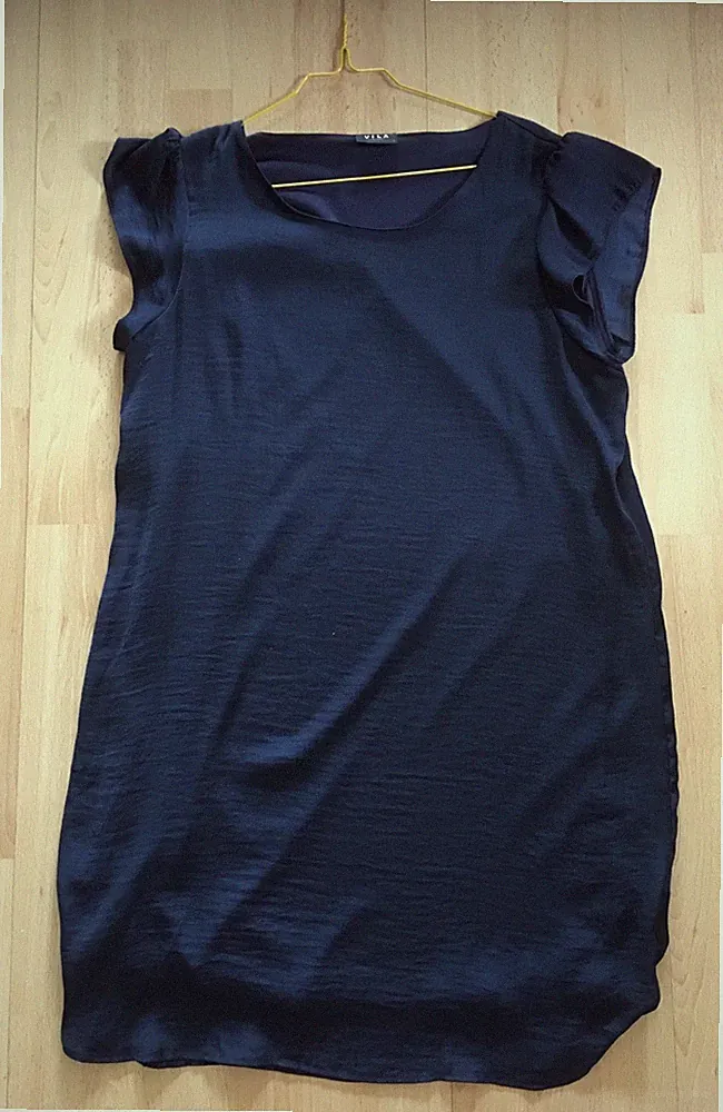Schönes Edles Zeitloses Damen Etui Bleistift Kleid Dunkel Blau Gr. L
