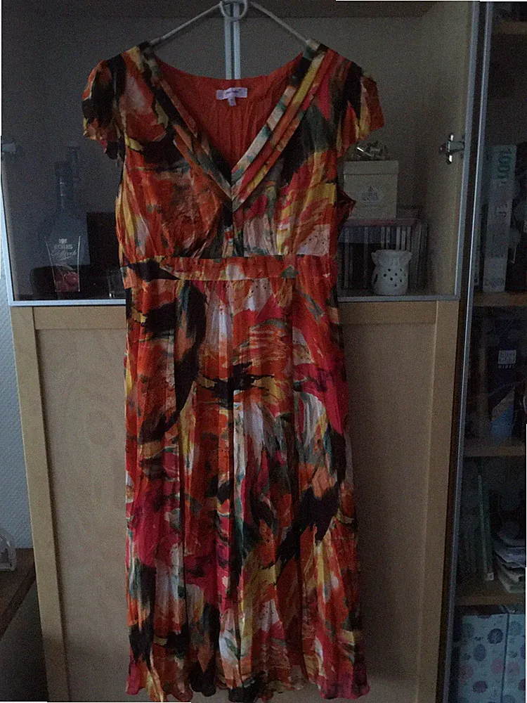 Schönes Kleid Gr 38/40 Chiffon Orange Abstrakt von Marks & Spencer