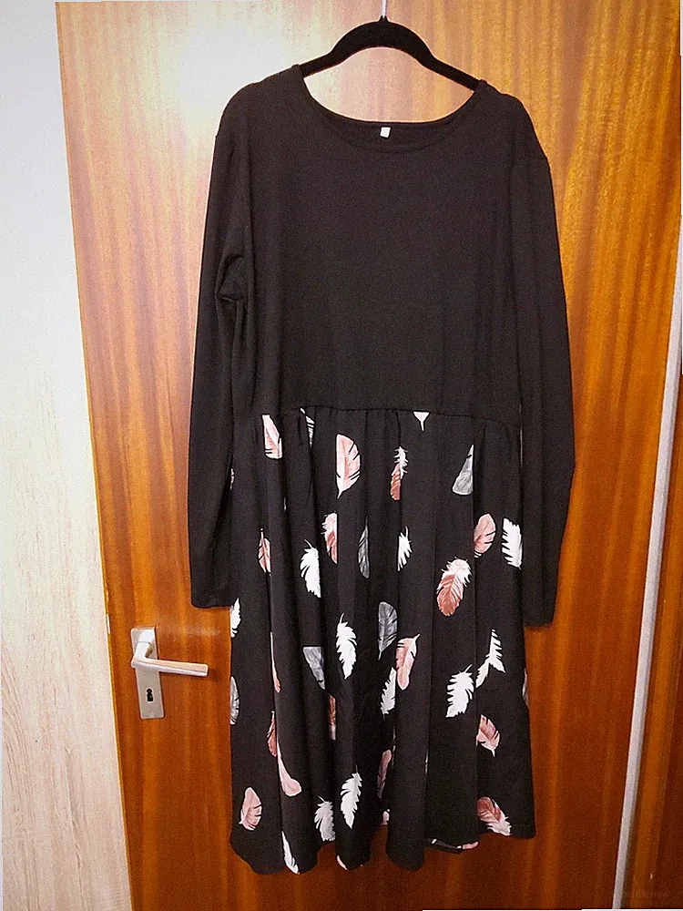 Schönes Langarm Kleid mit Federn Gr. XXL 2XL ungetragen, nur gewaschen