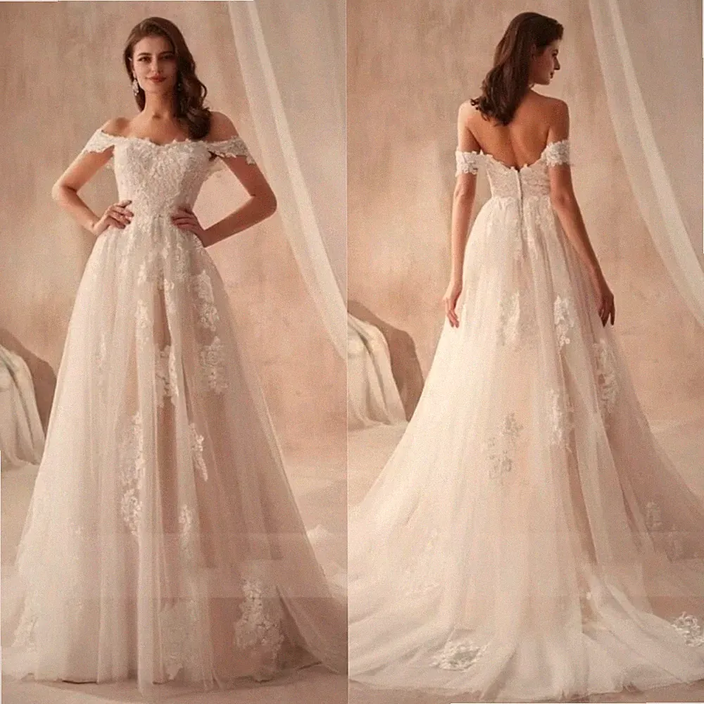 Schulterfrei A Linie Strand Brautkleider Temperament Premium Hochzeit Party