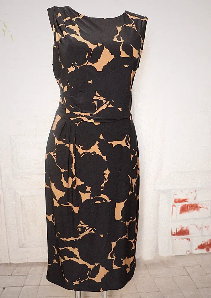 Schwarz Braunes Phase Eight Jersey Etui Stretch Koffer Kleid Dress 16 D 42 44