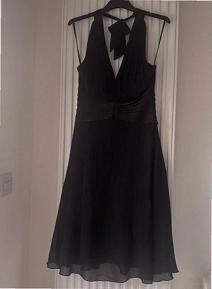 Schwarzes Chiffon Neckholder Kleid Größe 10 Kaleidoskop 25. Jubiläum Kollektion