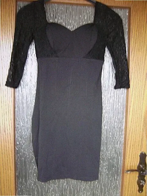 Schwarzes Damen Kleid, Etuikleid elegant Gr. S mit 3/4 Ärmeln