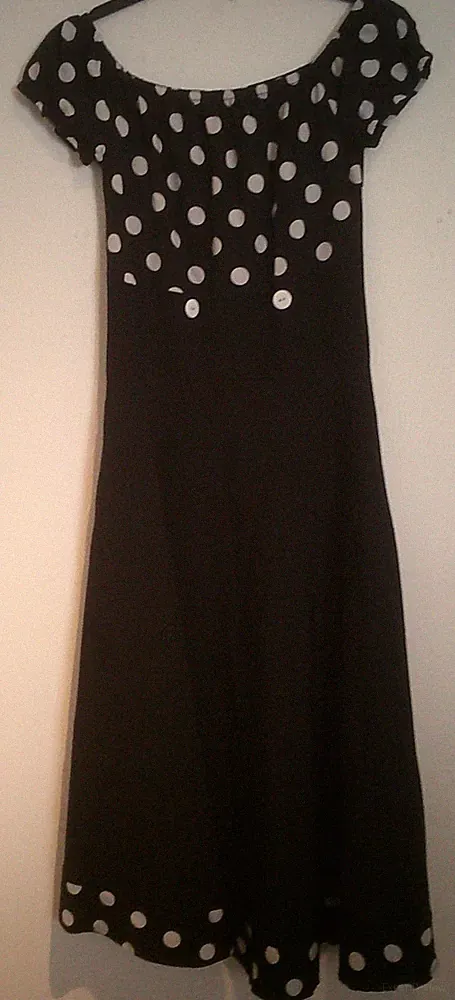 Schwarzes Kleid mit weißen Punkten Style "Rockabilly" Gr. XS kaum getragen