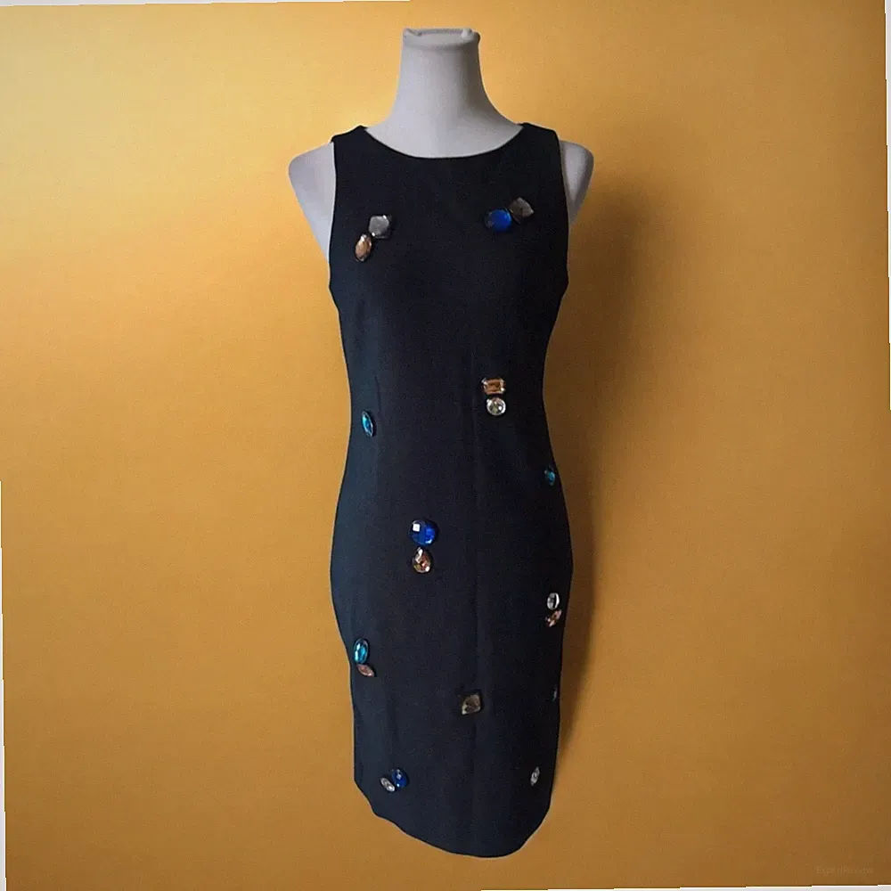 Schwarzes Partykleid Schmuckstein Verziert Glam Silvester, Limited Collection 40