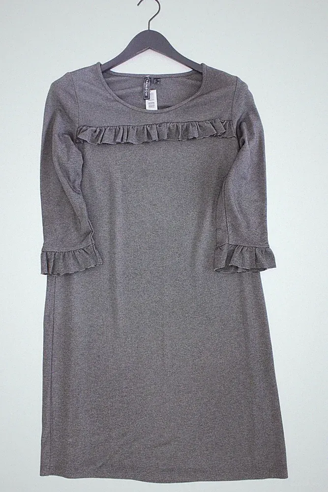 Second Life Fashion Rainbow Etuikleid für Damen Gr. 40/42, L, 40 3/4 Ärmel grau