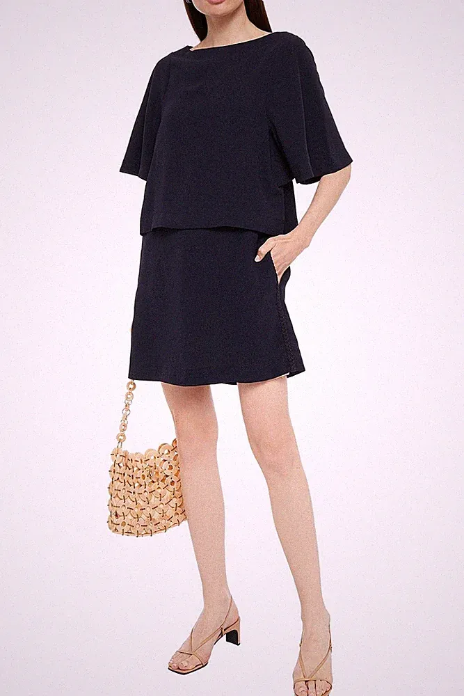 See By Chloe Minikleid Krepp Marineblau Büro Business Größe FR36 AU 6-8 US 4