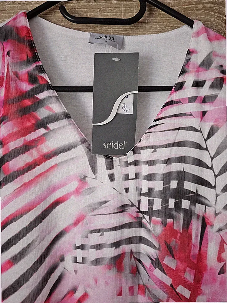 Seidel, Sommerkleid weiß/rosa/grau, GR. 38