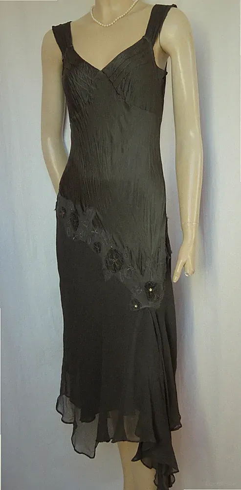 Seidenkleid 34 dunkelgrün Hochzeit Abendkleid Seide Kleid bestickt Monsoon