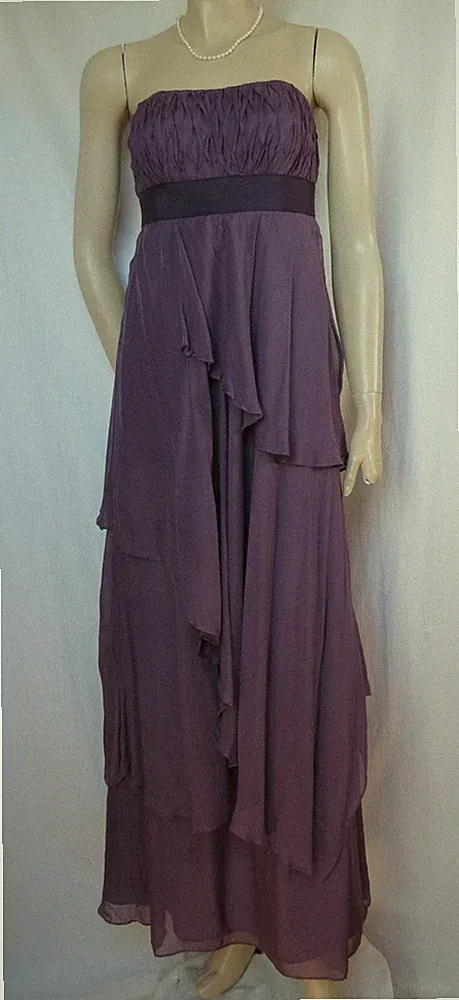 Seidenkleid 34 lila Hochzeit Seide Abendkleid Volants Monsoon Kleid festlich